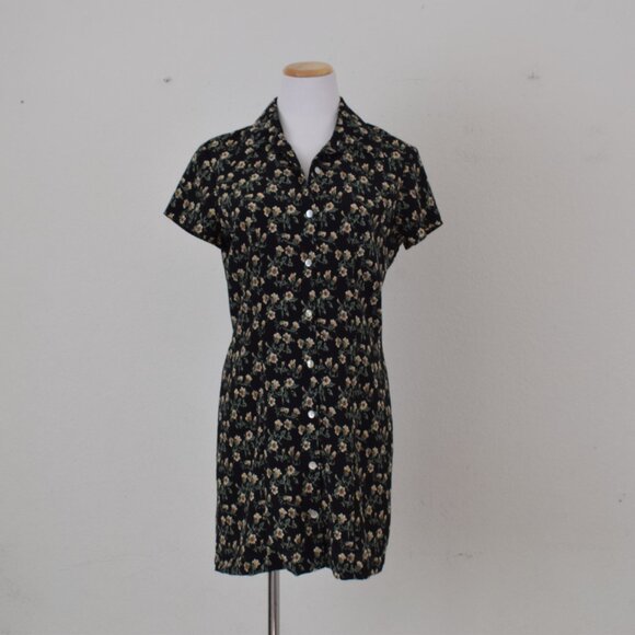 Vintage 90s Ditsy Floral Rayon Mini Dress - Picture 5 of 13